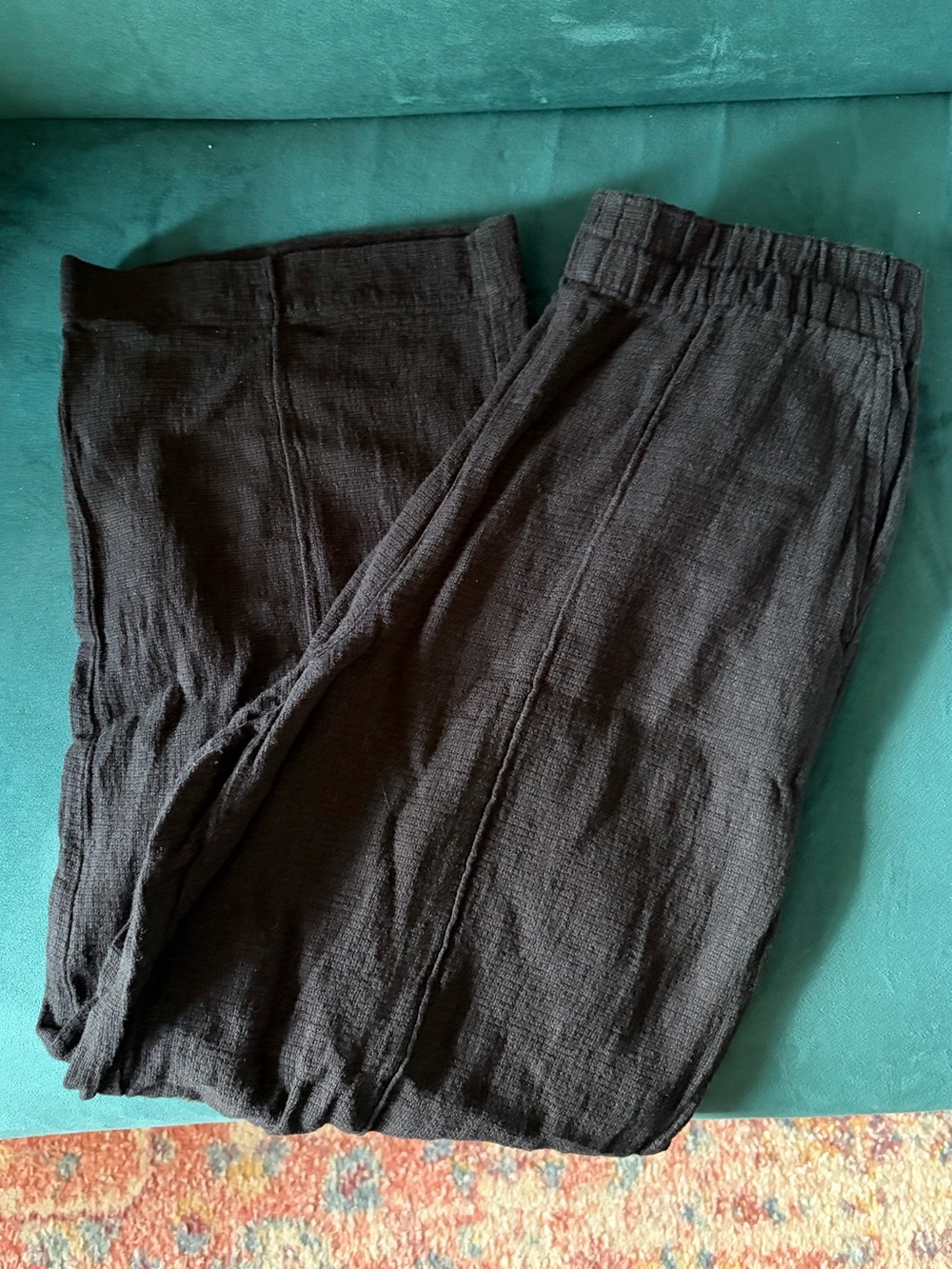 Madewell - Womens Black Linen Viscose Cropped Straight Leg Pull On